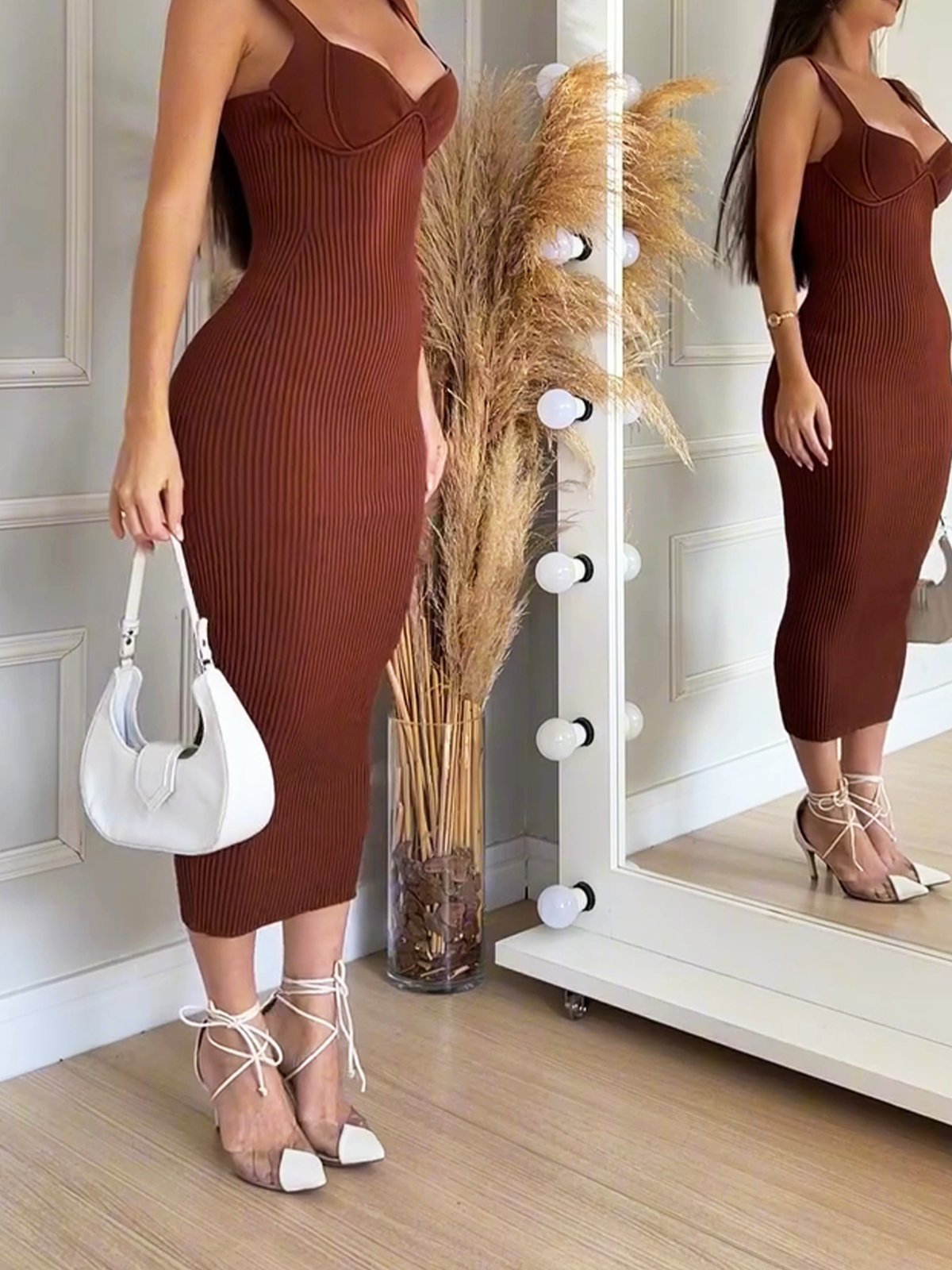 Vestido largo de punto de corte ajustado