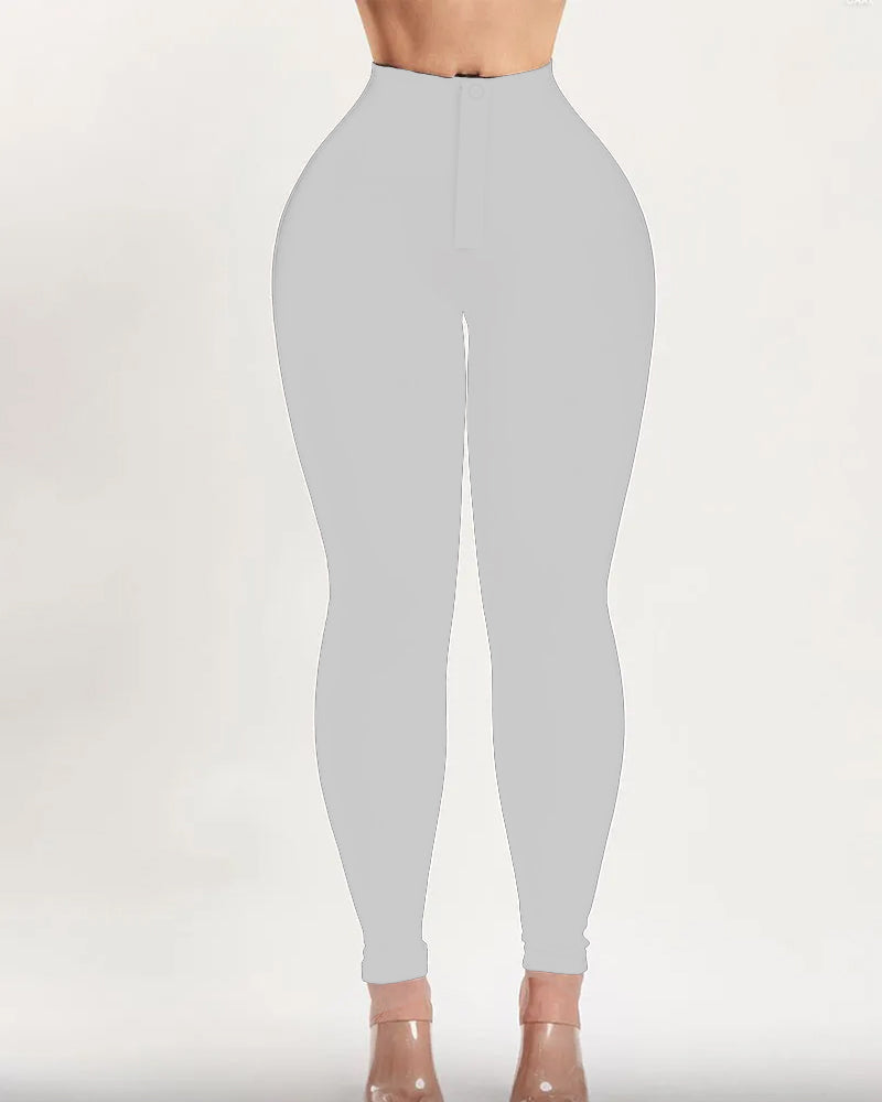 Pantalones adelgazantes con levantamiento de glúteos y cintura alta con control de barriga