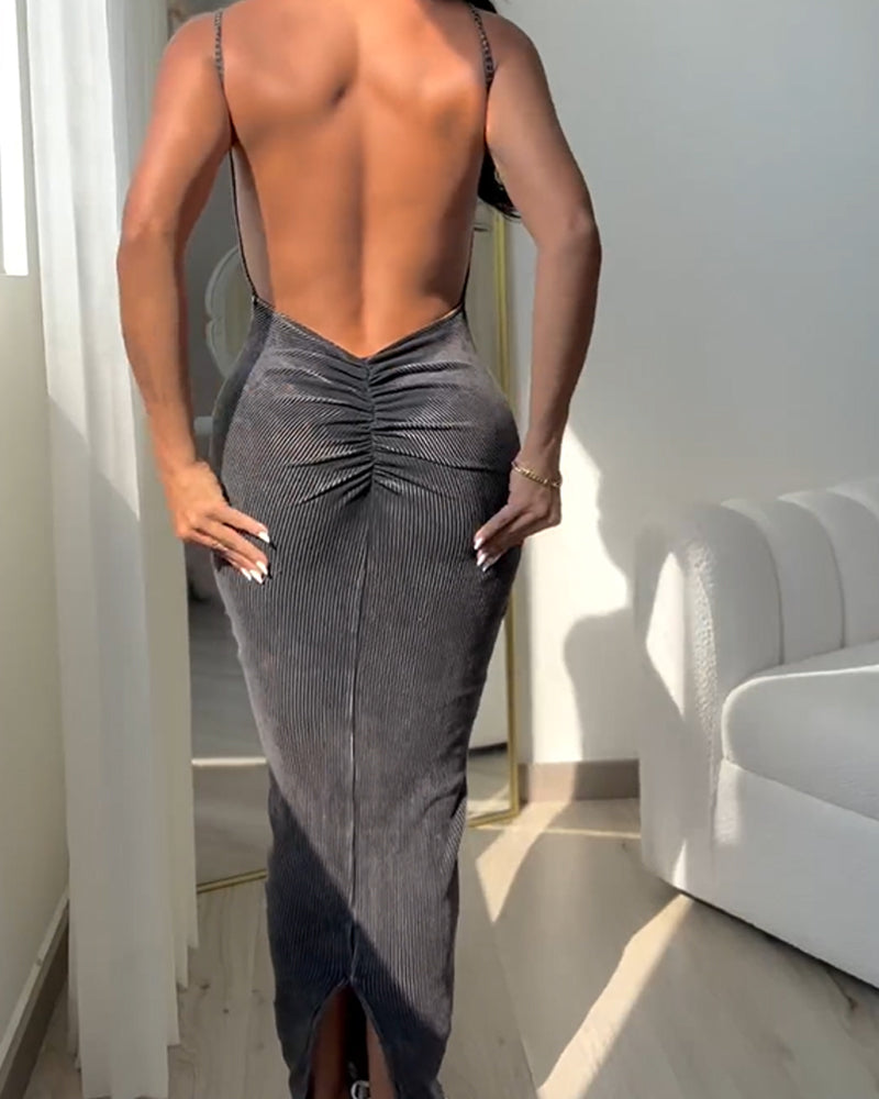 Hermoso vestido con espalda y ceñido a la cadera (pre-venta)