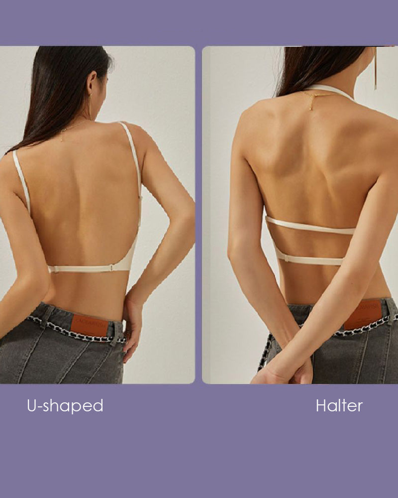 Sujetador invisible con escote en V profundo y espalda baja abierta, push up, tirantes convertibles