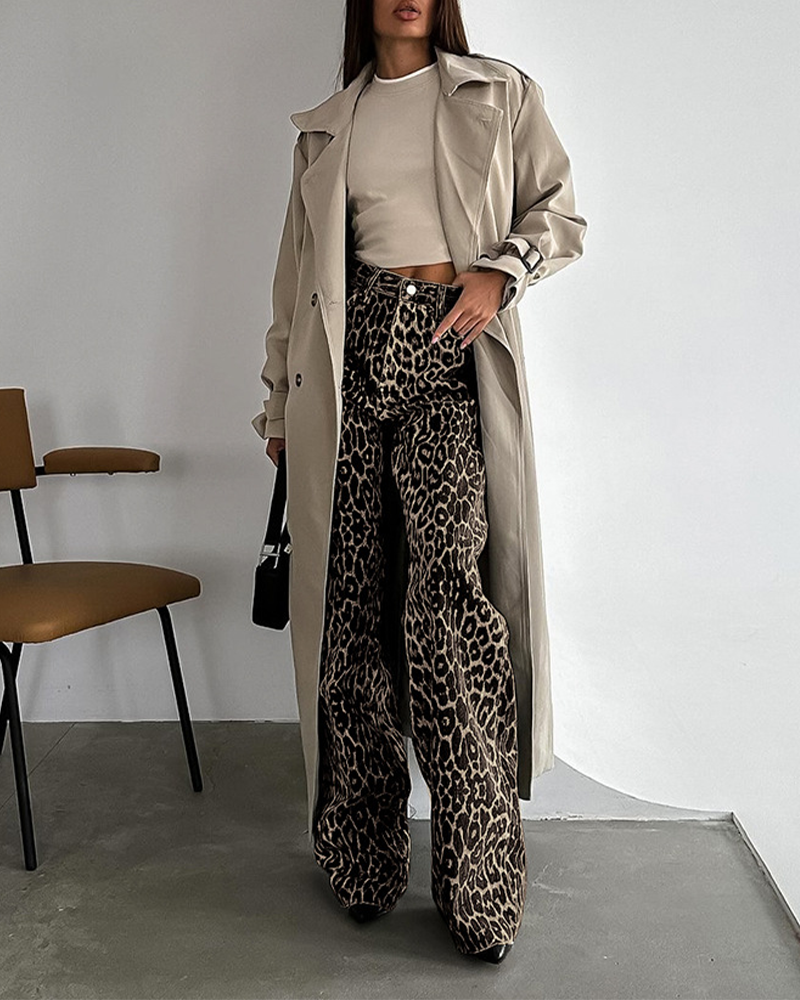 Pantalones casuales con estampado de leopardo