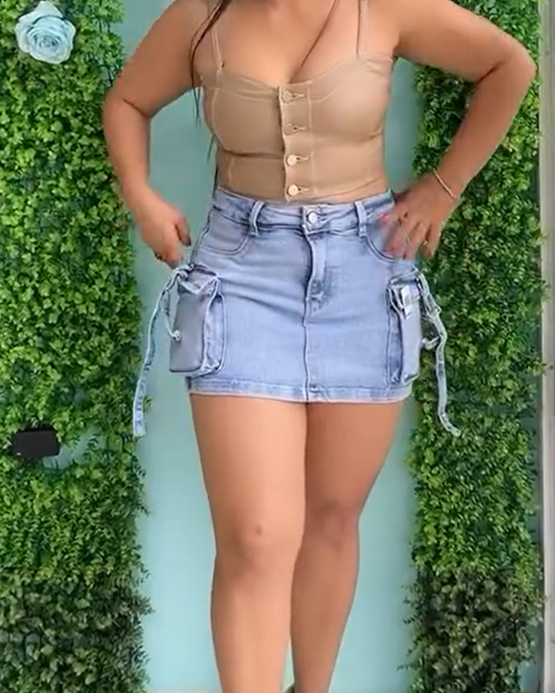 Ropa de trabajo Falda corta de mezclilla