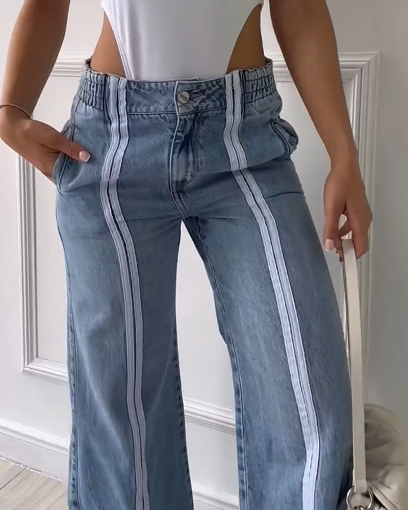 Jeans Sueltos Con Aberturas Verticales