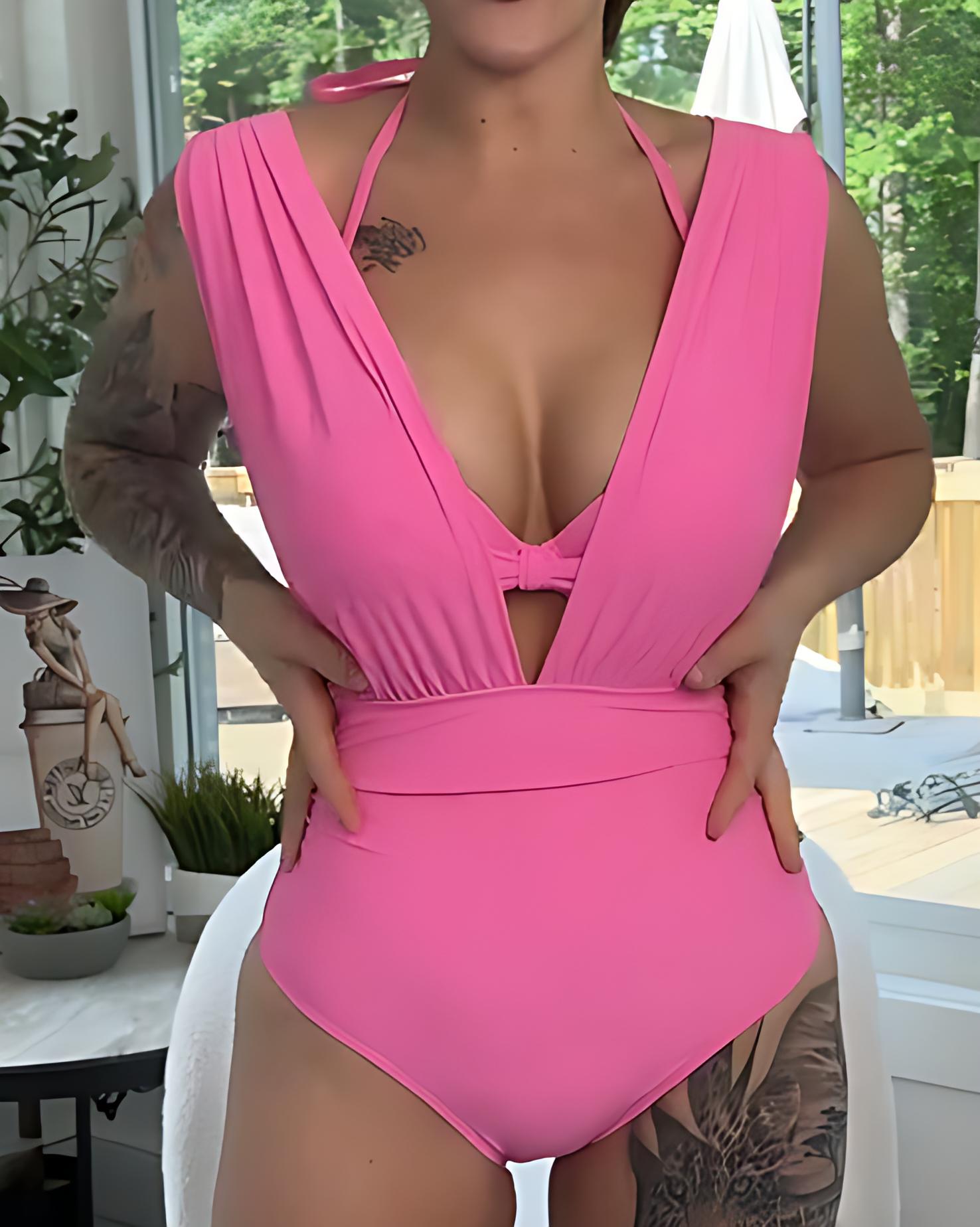 Traje de baño de una pieza de cintura alta desmontable de diseñador