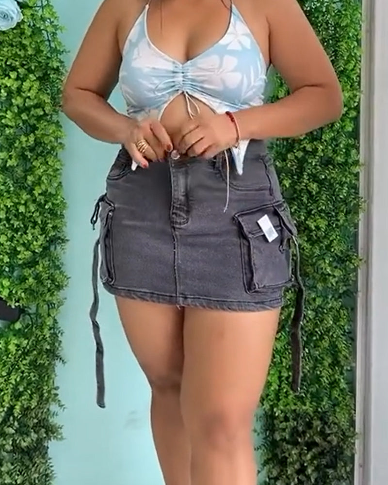 Ropa de trabajo Falda corta de mezclilla
