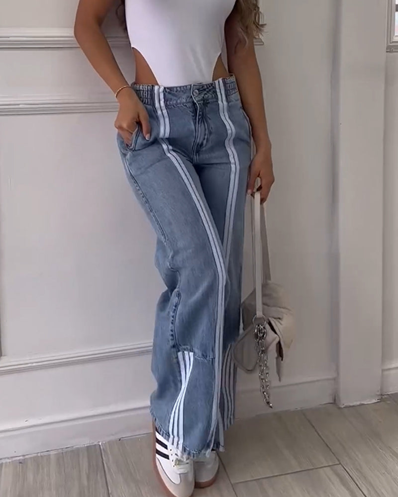 Jeans Sueltos Con Aberturas Verticales