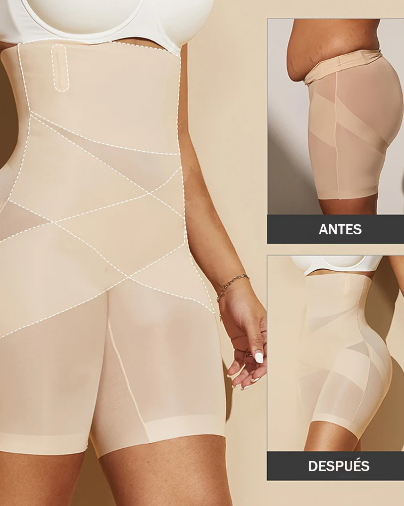 Shorts moldeadores de cintura alta sin costuras con efecto moldeador cruzado