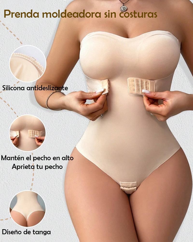 Faja moldeadora de una pieza sin costuras con broches en la entrepierna