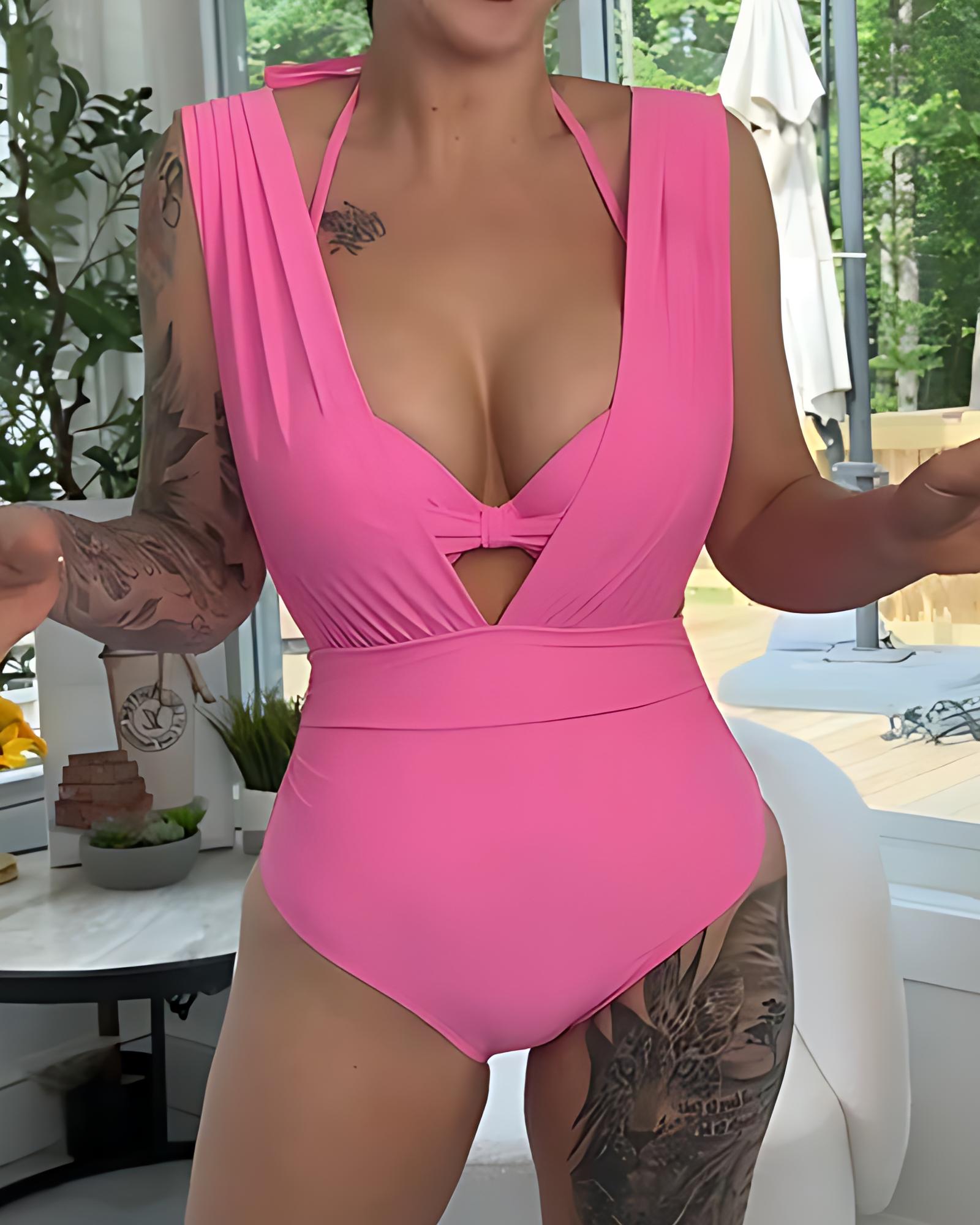 Traje de baño de una pieza de cintura alta desmontable de diseñador