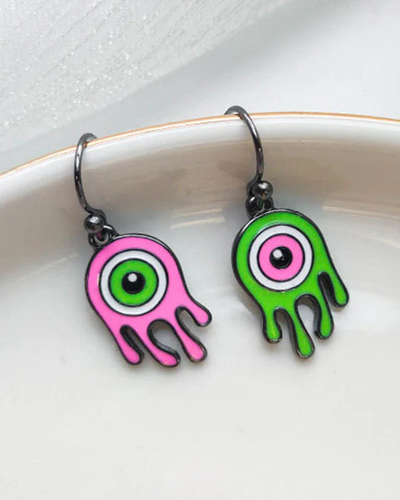 Pendientes De Personalidad De Moda De Donut De Color De Contraste De Ojos Asimétricos