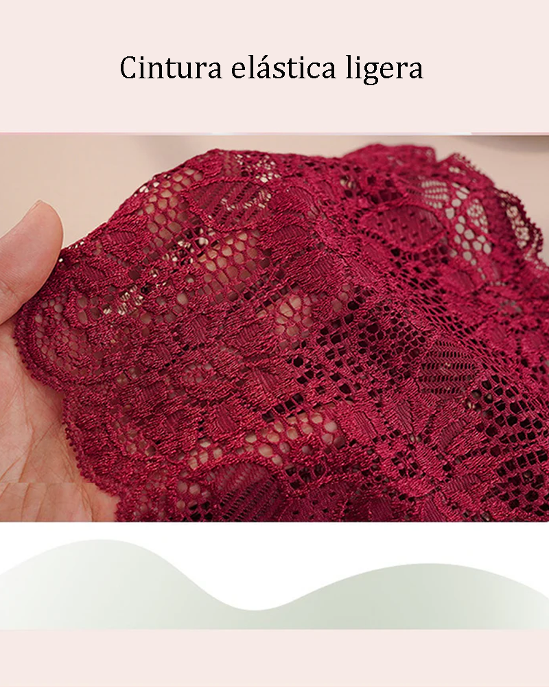 Tanga de encaje de cintura alta de talla grande para mujer