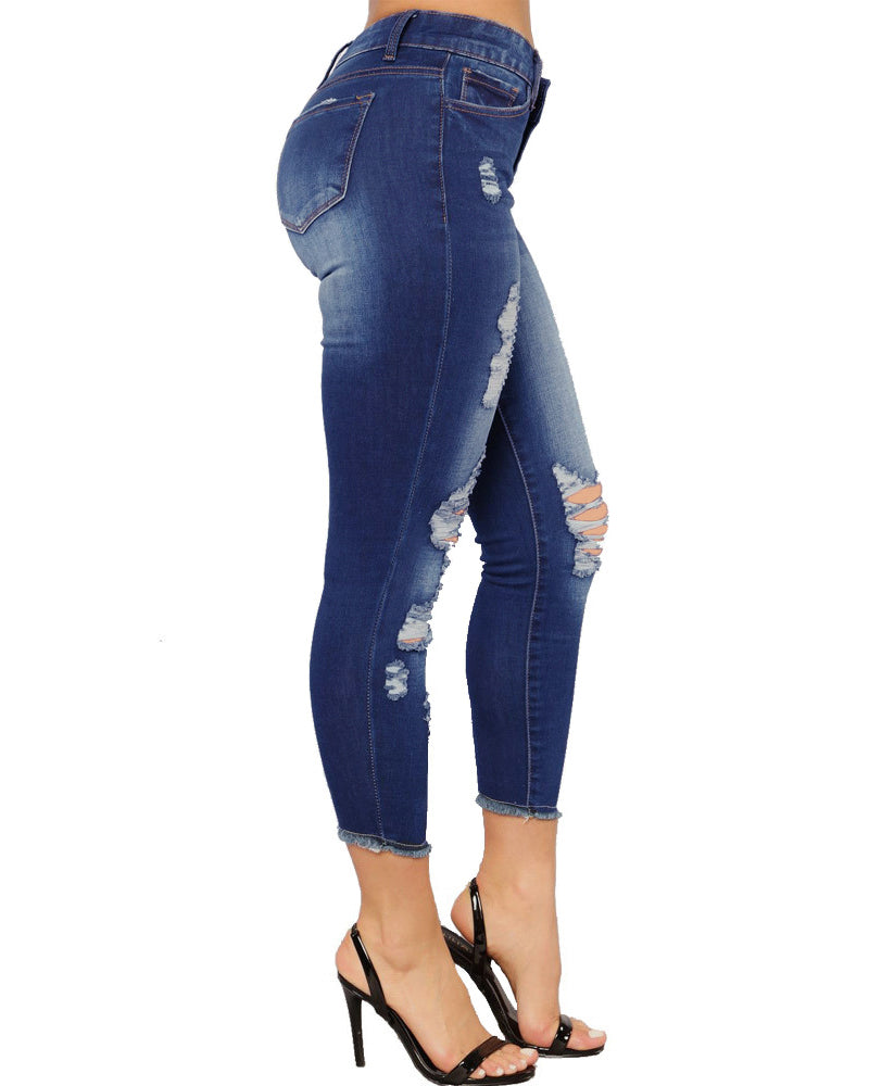 Pantalones vaqueros rasgados de mujer