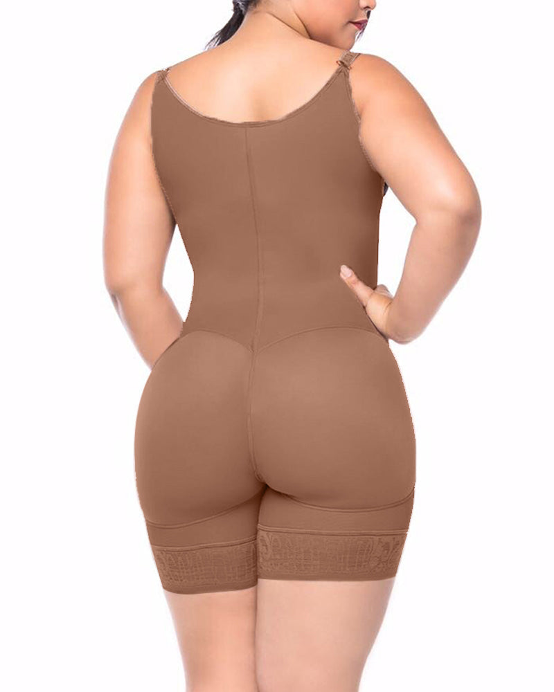 Body moldeador de cuerpo con busto abierto para mujer, ropa moldeadora con cremallera, Faja de compresión adelgazante con correas