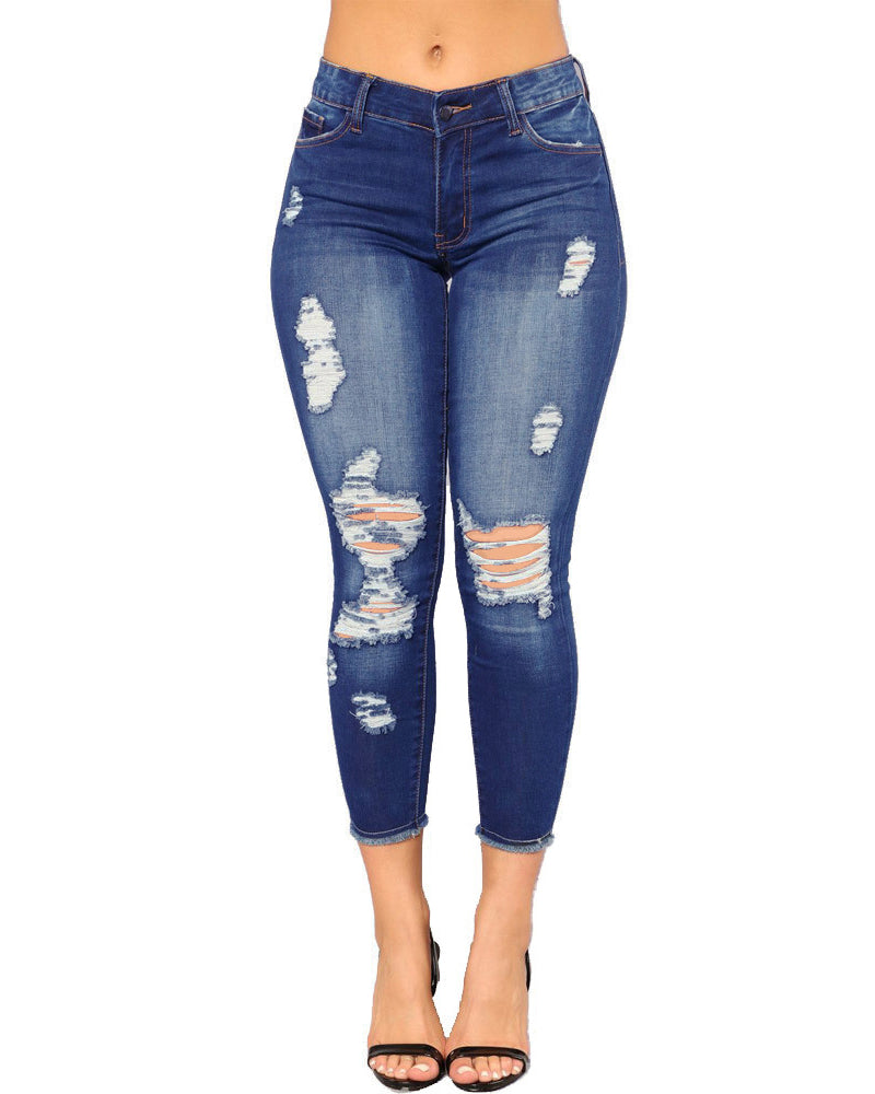 Pantalones vaqueros rasgados de mujer