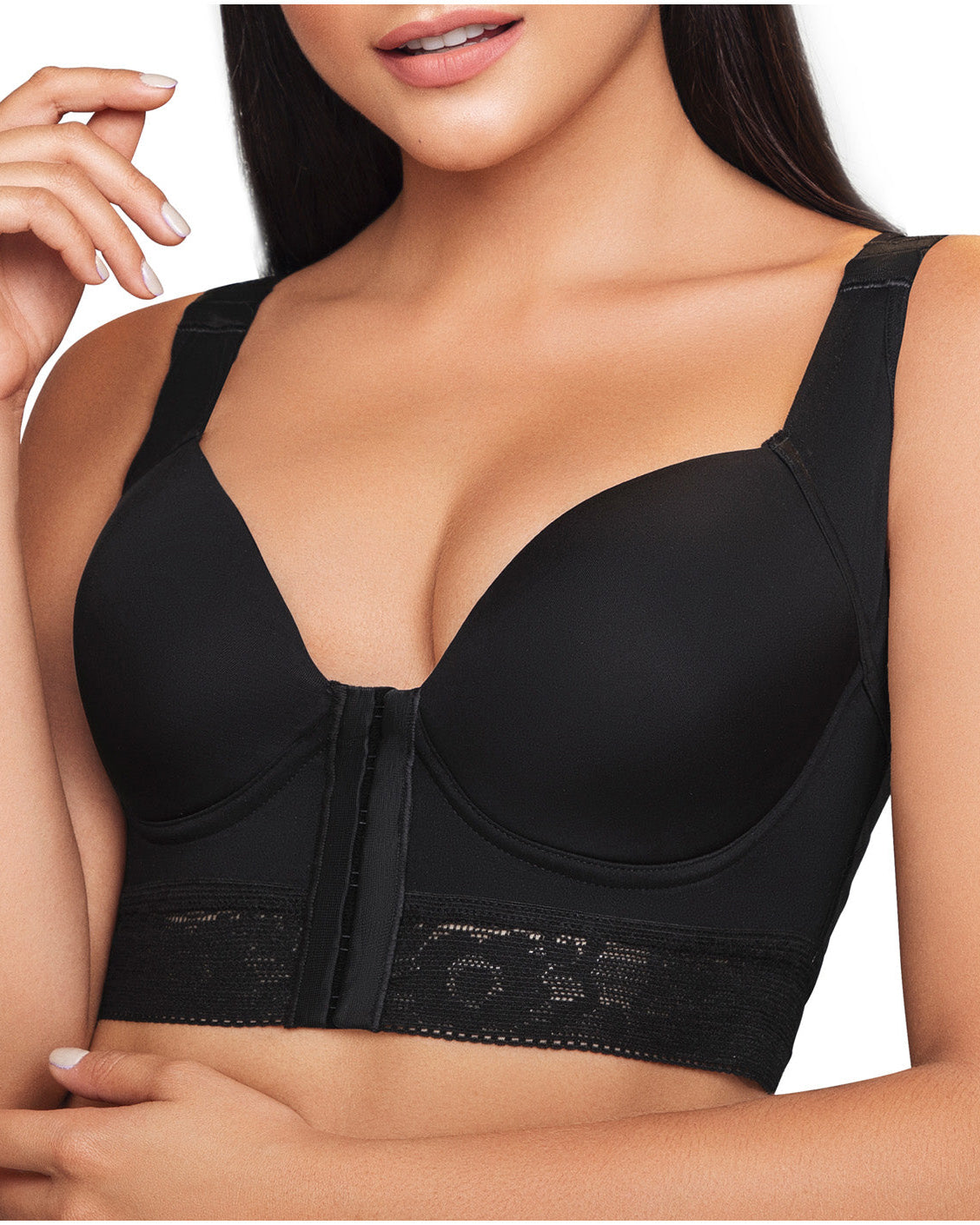 Mujer Push Up Back Support Cierre frontal Gancho Figura completa Bras Postura