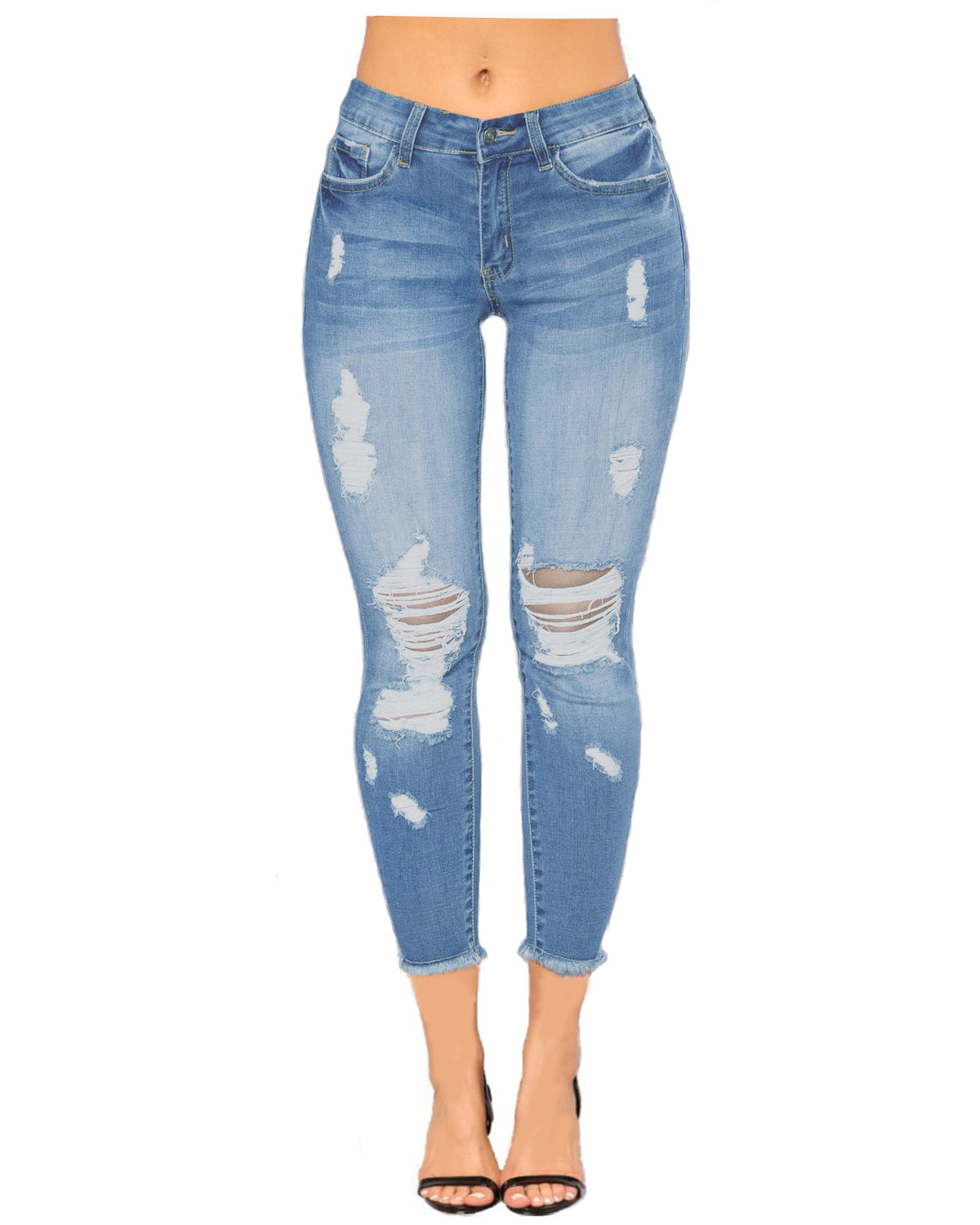 Pantalones vaqueros rasgados de mujer