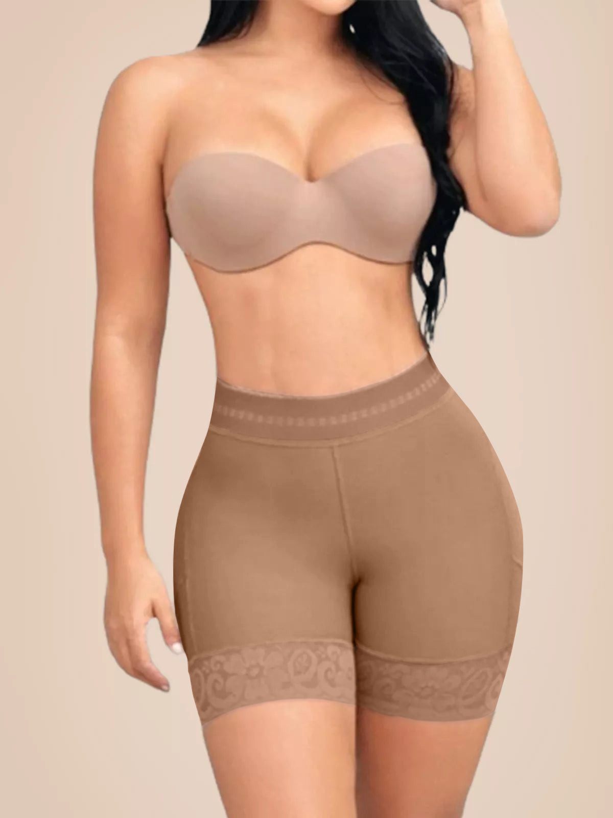 Pantalones cortos moldeadores de cintura alta de compresión más delgados para levantar glúteos