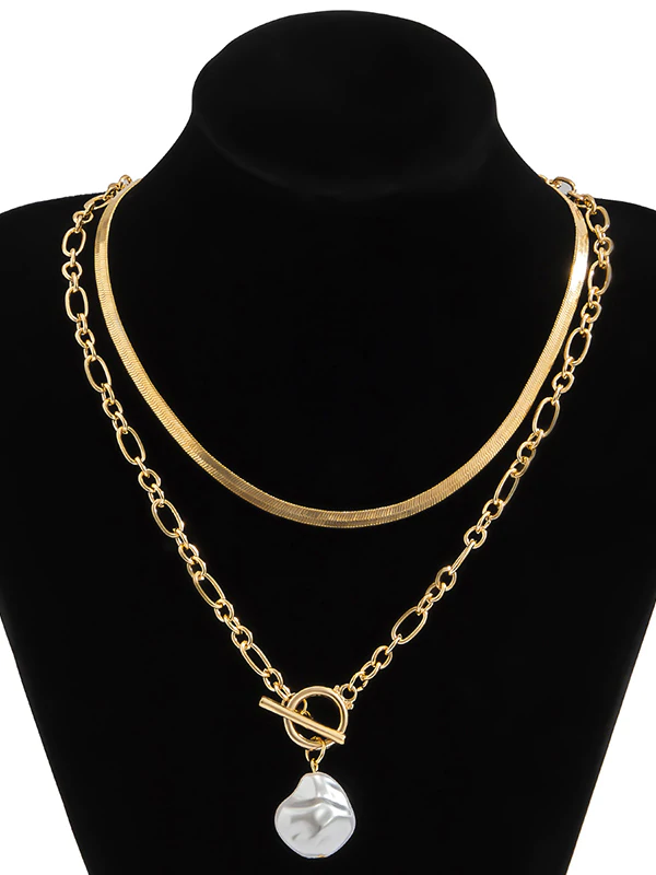 Collar De Hueso De Serpiente Plano Con Hebilla OT De Hip-Hop De Moda