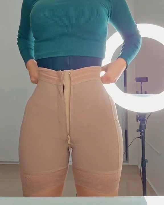 Pantalones cortos de levantamiento de glúteos con cremallera y ganchos internos