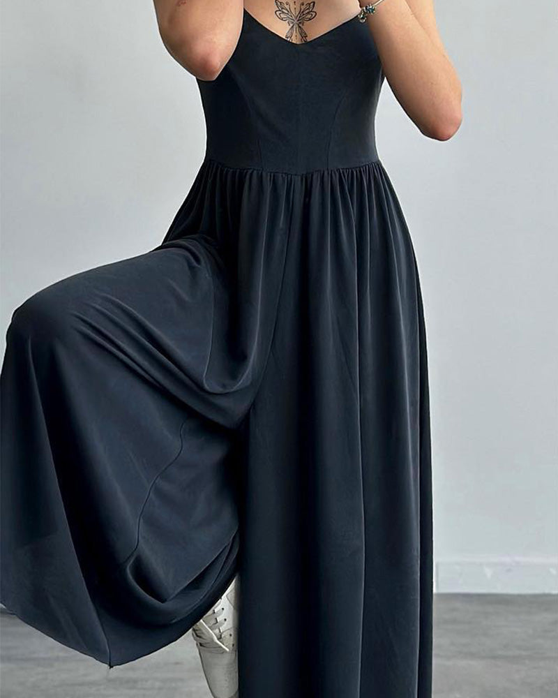Culottes de pierna ancha con tirantes