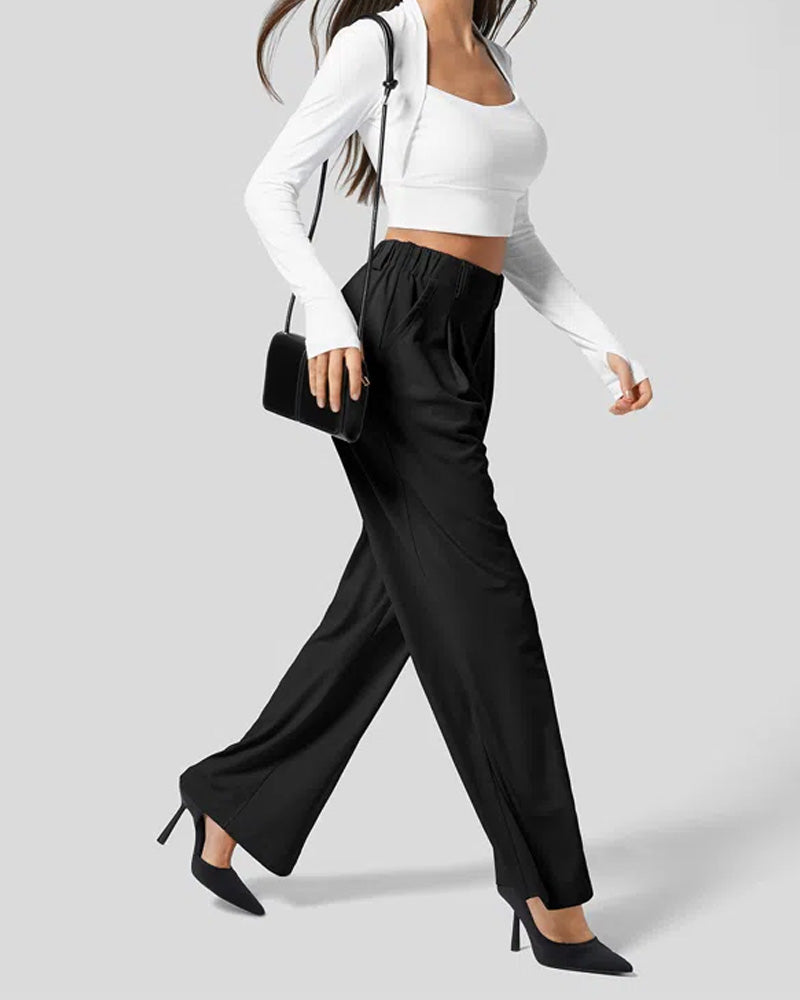 Pantalones de traje casual tipo gofre