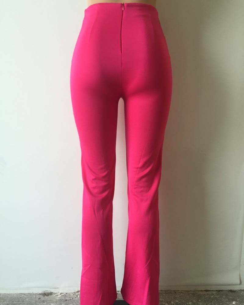 Pantalones acampanados con doble botonadura y personalidad delgada y elegante