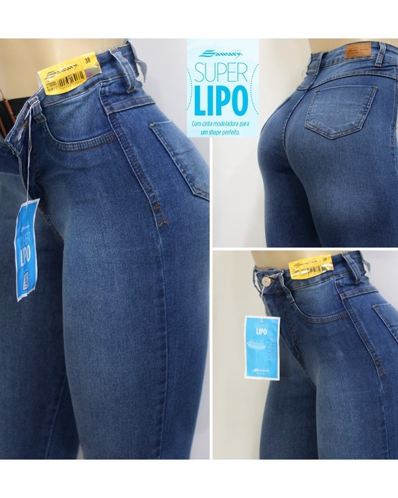 Sawary jeans high waist con super lipo spandex