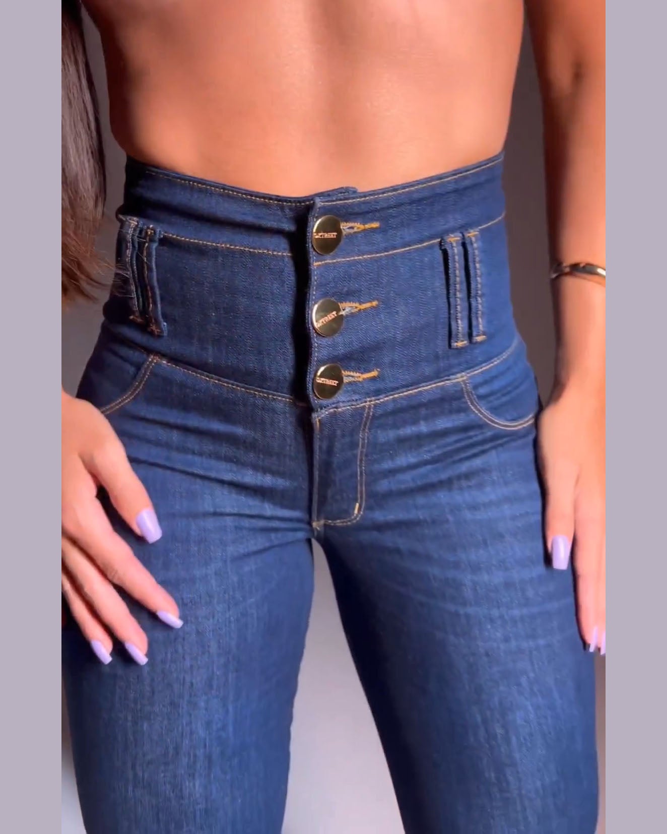 Pantalones elásticos de tiro alto Jeans ajustados