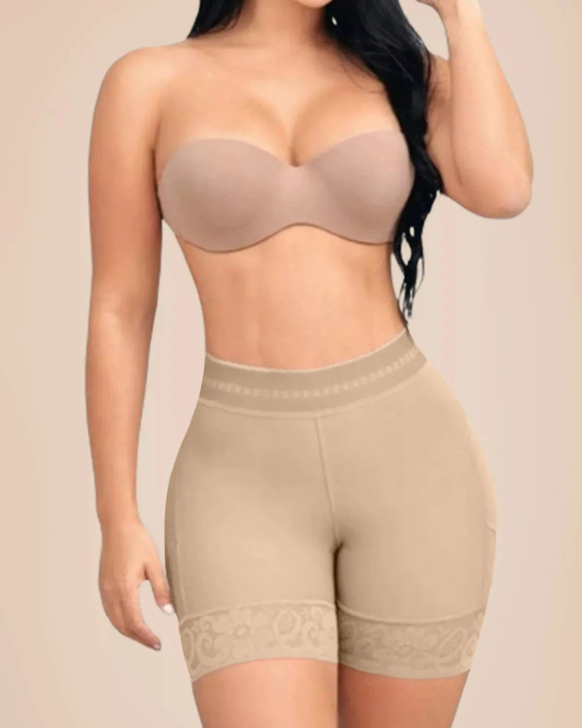 Pantalones cortos moldeadores de cintura alta de compresión más delgados para levantar glúteos