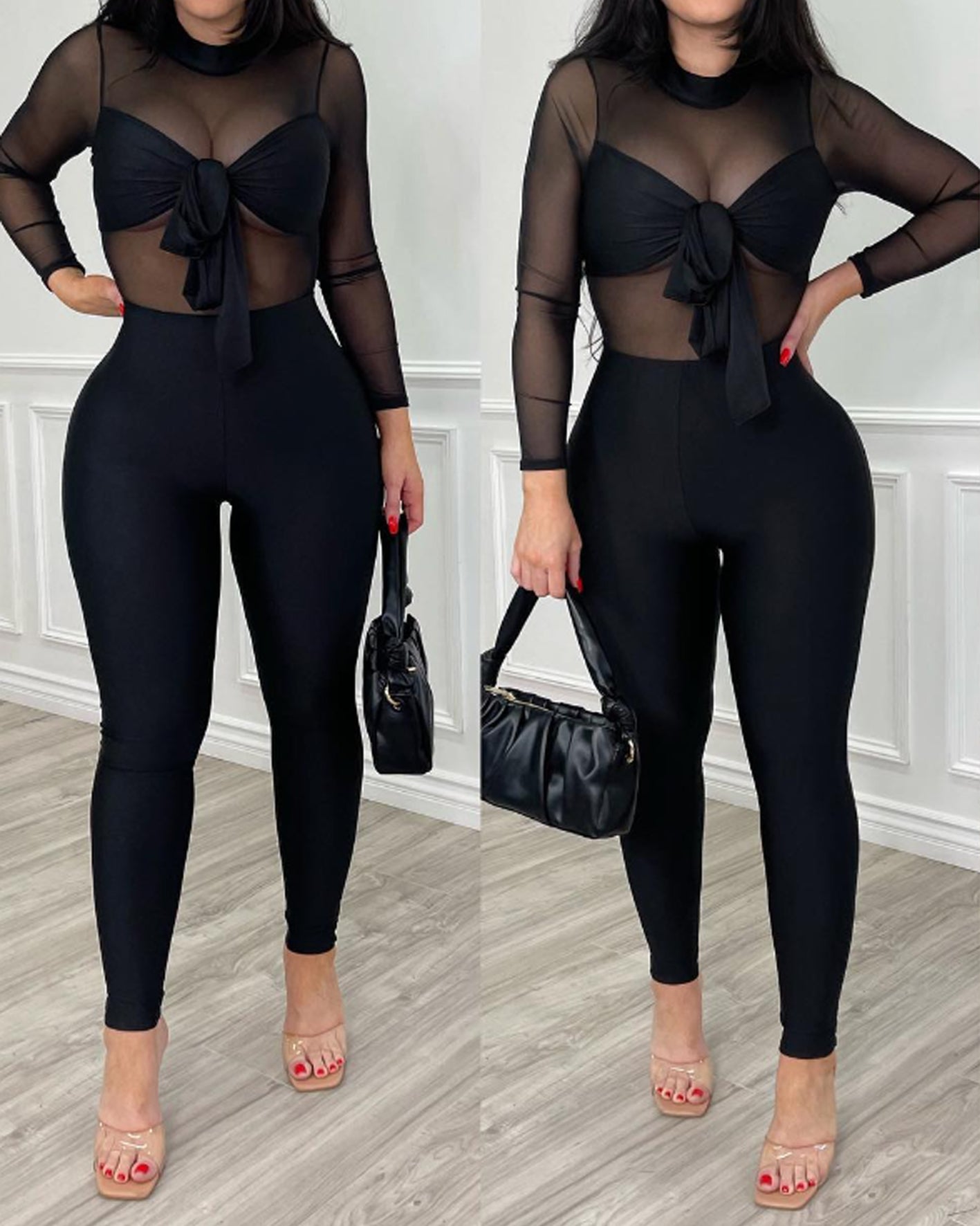 Mono negro con recorte halter