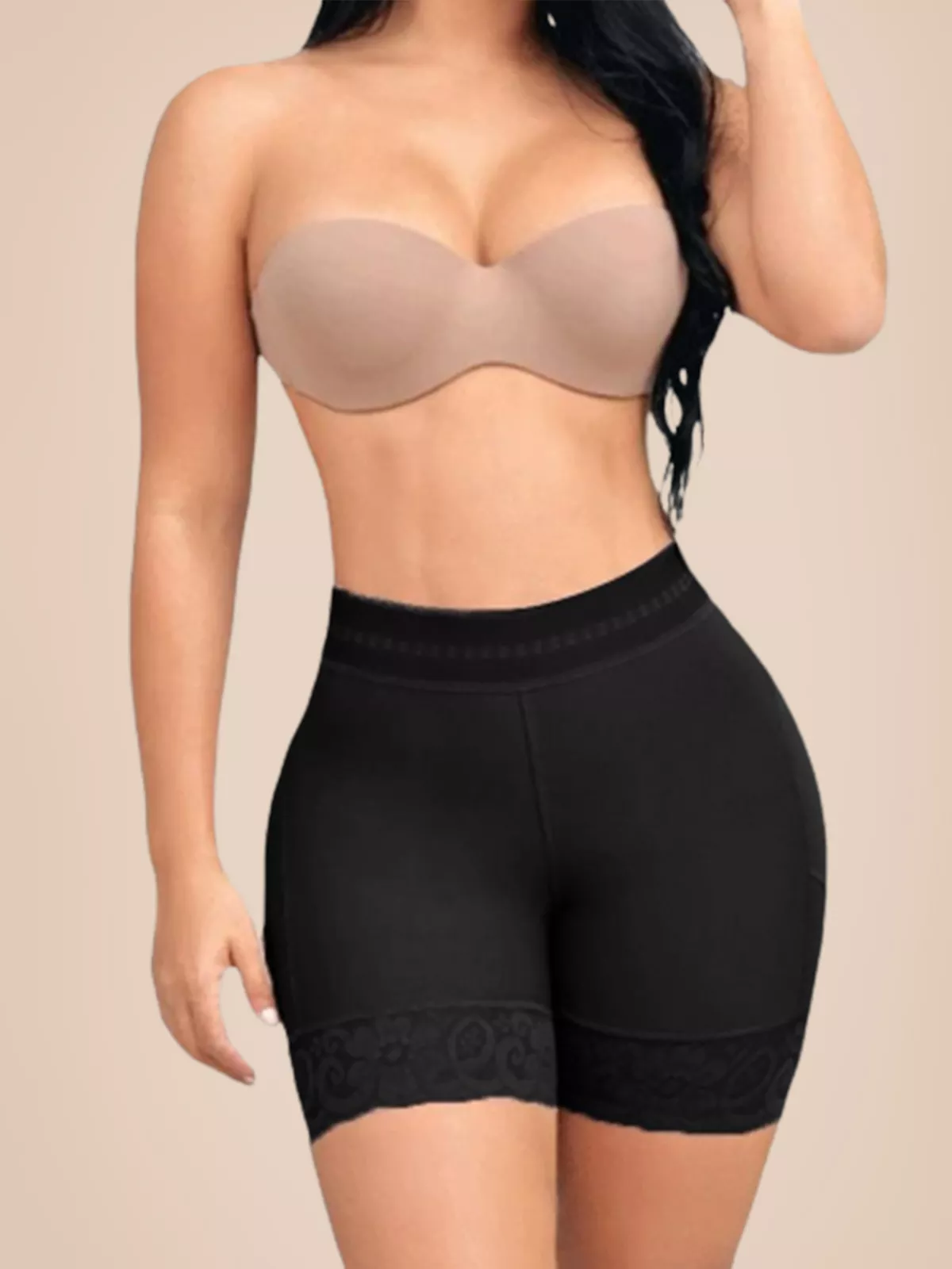 Pantalones cortos moldeadores de cintura alta de compresión más delgados para levantar glúteos