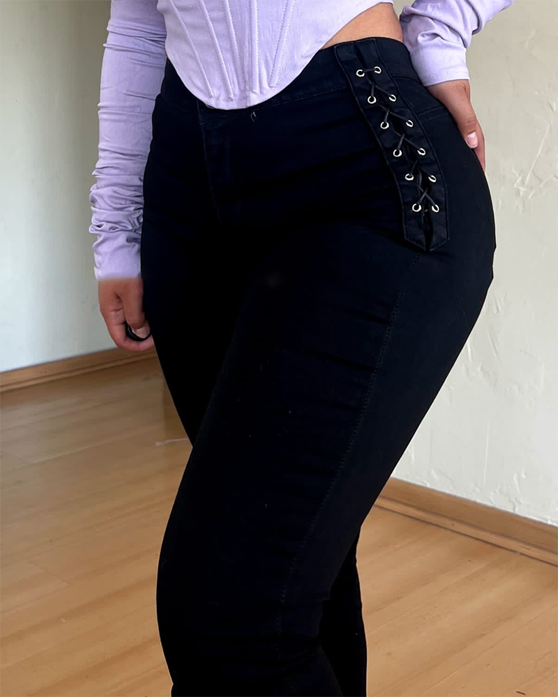 Vaqueros trenzados celestes