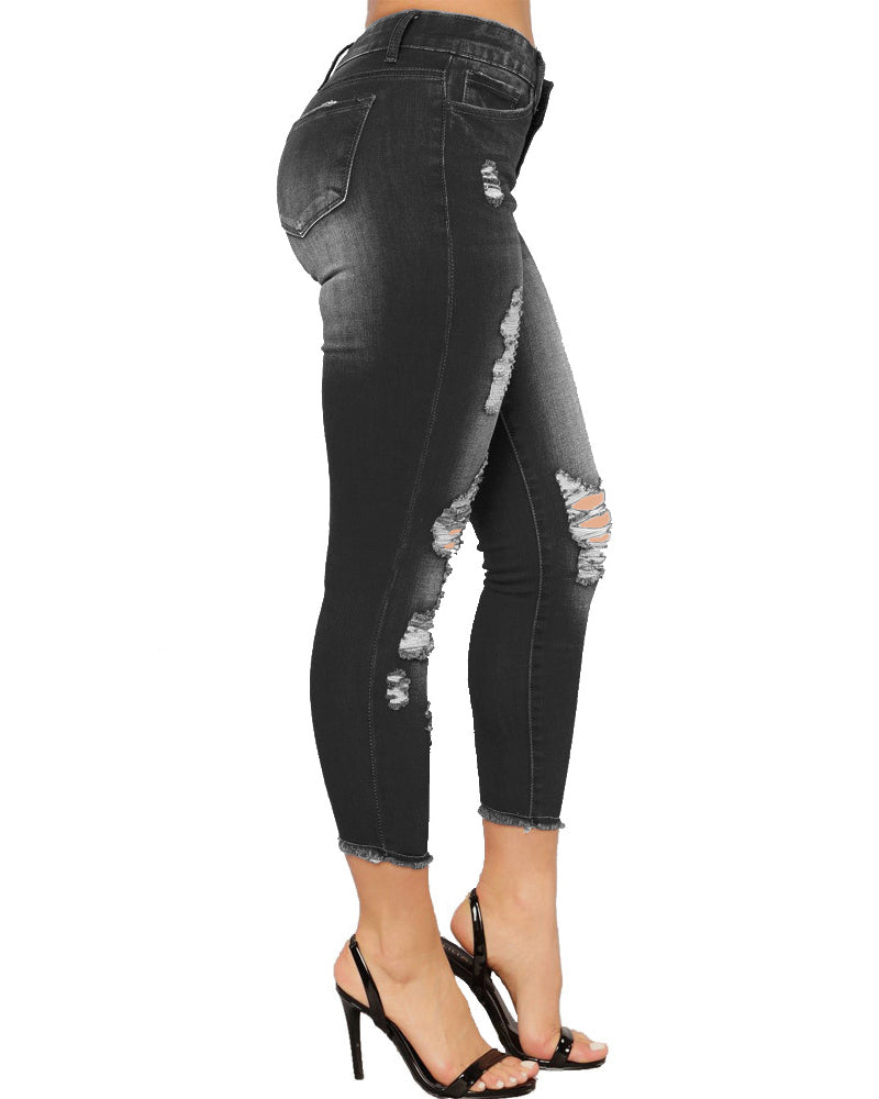 Pantalones vaqueros rasgados de mujer