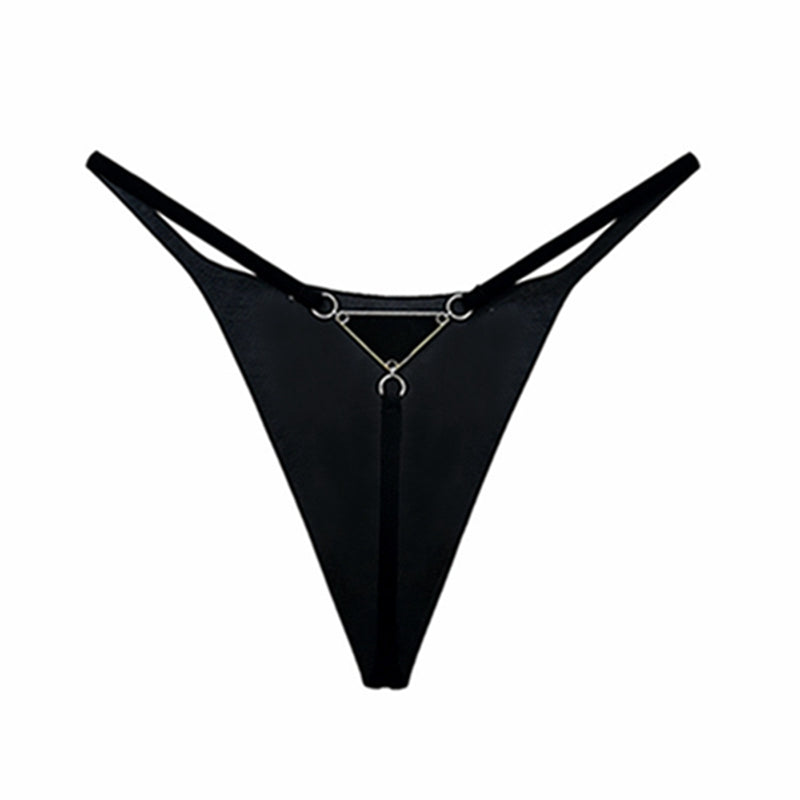 Cadena de cintura de metal con corazón femenino tanga con espalda en t de color sólido
