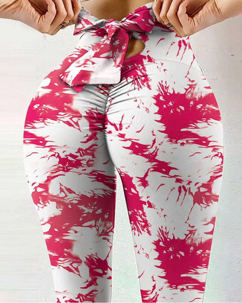 Leggings de yoga con diseño de lazo estampado