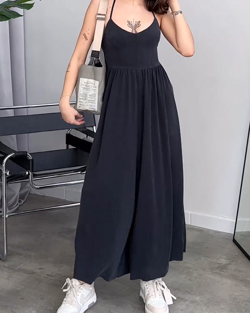 Culottes de pierna ancha con tirantes