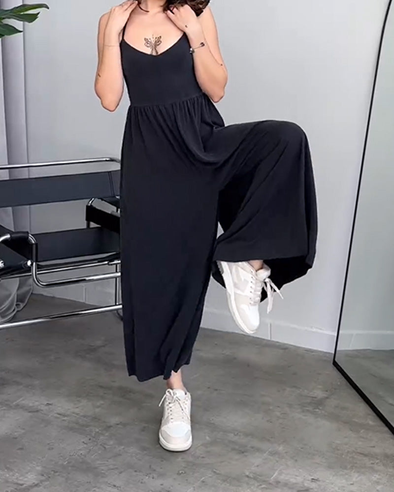 Culottes de pierna ancha con tirantes