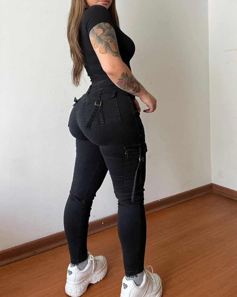 Vaqueros pitillo Pantalones cargo elásticos suaves Denim ajustado