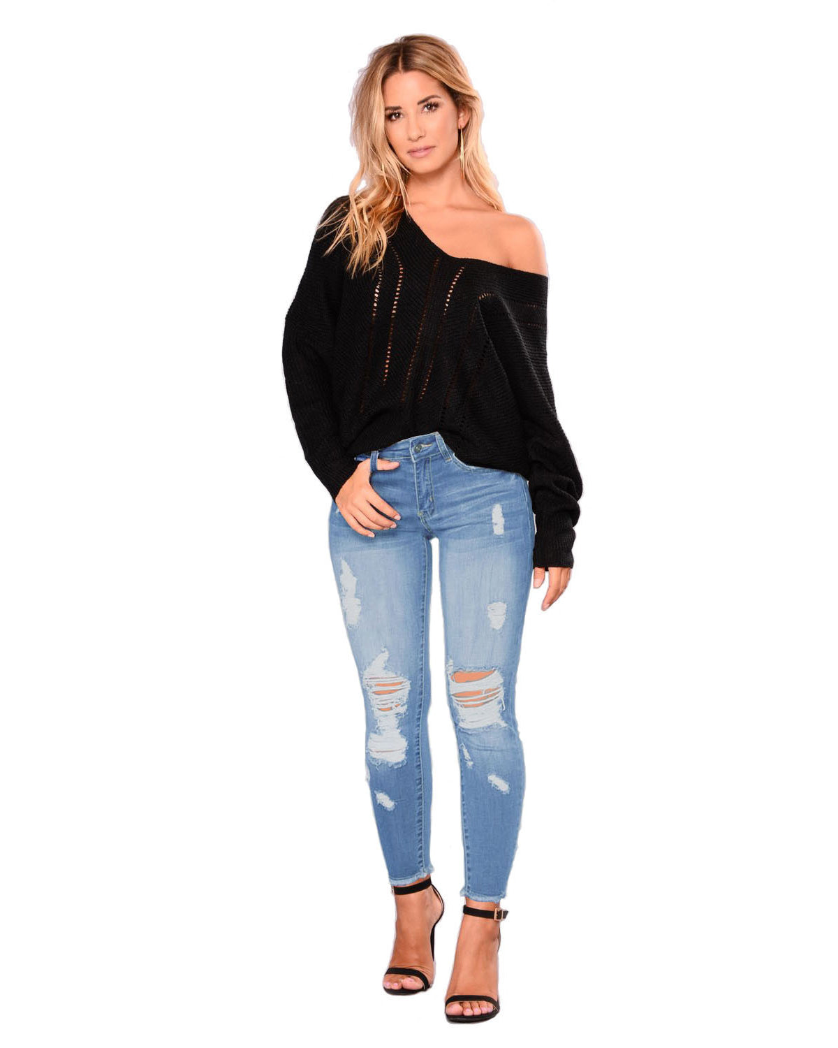 Pantalones vaqueros rasgados de mujer