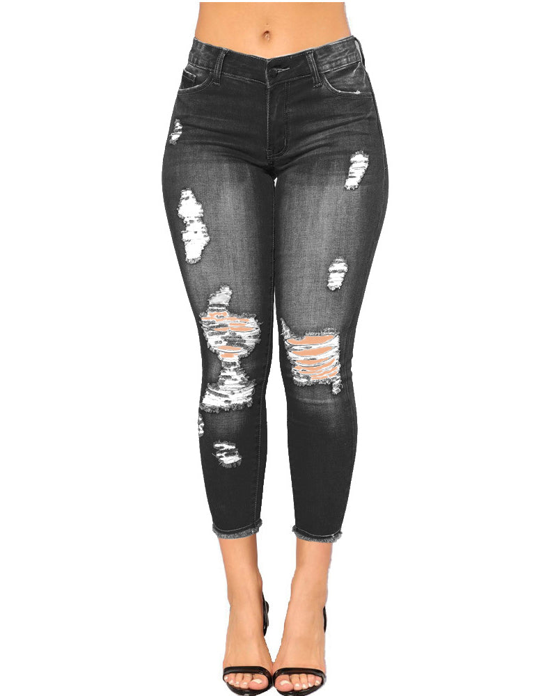 Pantalones vaqueros rasgados de mujer