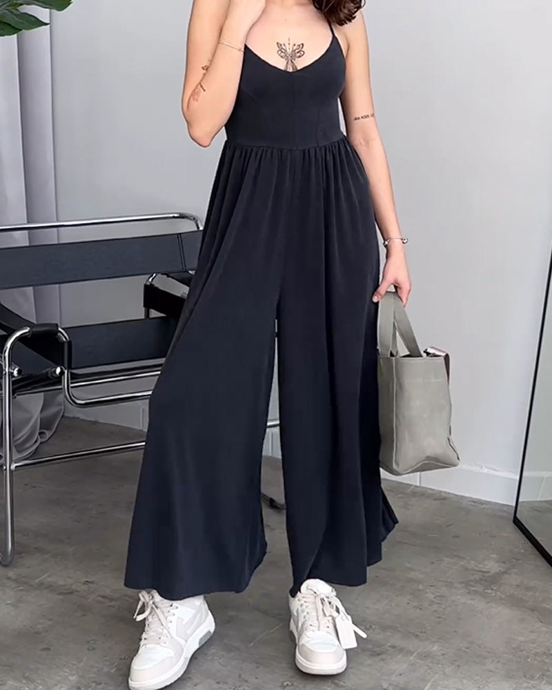 Culottes de pierna ancha con tirantes