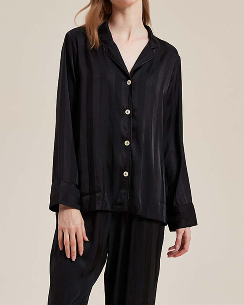 Ropa de estar por casa de seda a rayas jacquard de doble cara fina