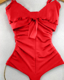 Traje de baño de una pieza triangular con control de barriga y levantamiento de cadera