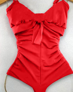 Traje de baño de una pieza triangular con control de barriga y levantamiento de cadera