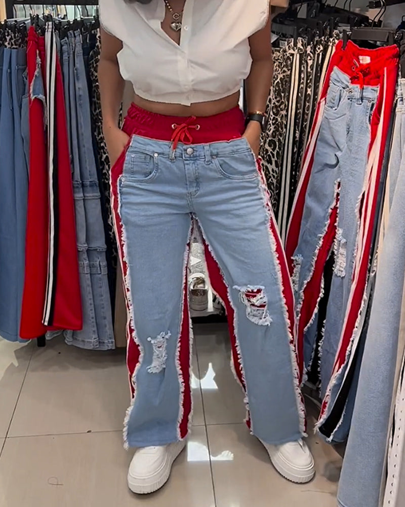 Jeans con parches desgastados (Pre-venta)