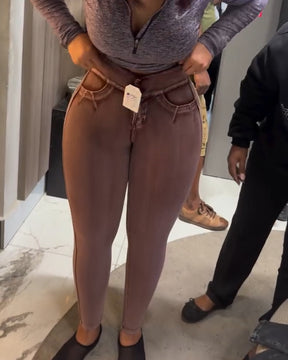 Jeans ajustados elásticos que levantan la cadera (Pre-venta)