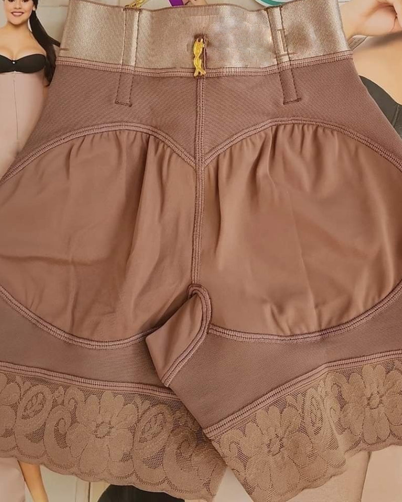 Pantalones cortos de faja con cremallera lateral y cintura alta