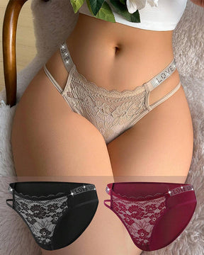 Tanga sexy de encaje con cintura hueca