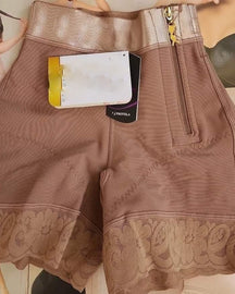 Pantalones cortos de faja con cremallera lateral y cintura alta