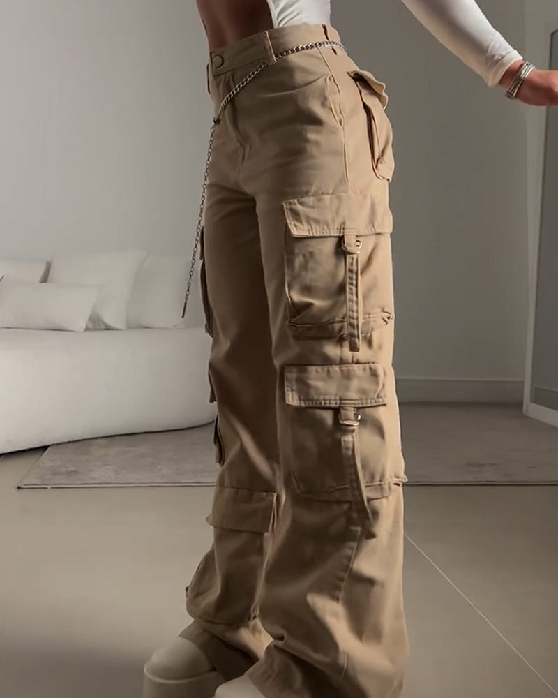 Pantalones cargo estilo cargo con múltiples bolsillos (Pre-Venta)